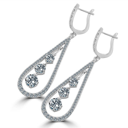 Pear-cut cubic zirconia chandelier drop earrings in sterling silver, alternate view, 635E303