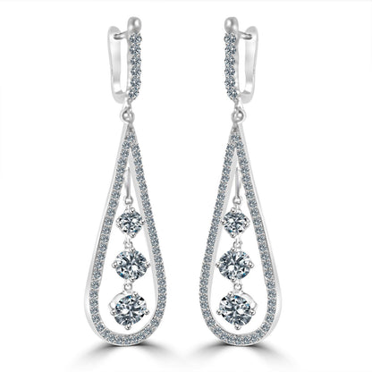 Pear-cut cubic zirconia chandelier drop earrings in sterling silver, alternate view, 635E303