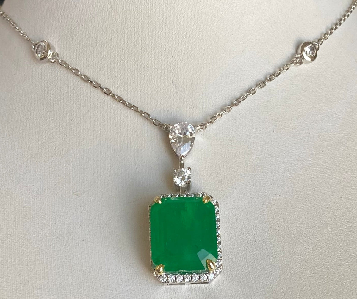 Radiant-cut cubic zirconia halo pendant necklace, alternate view, 800P101
