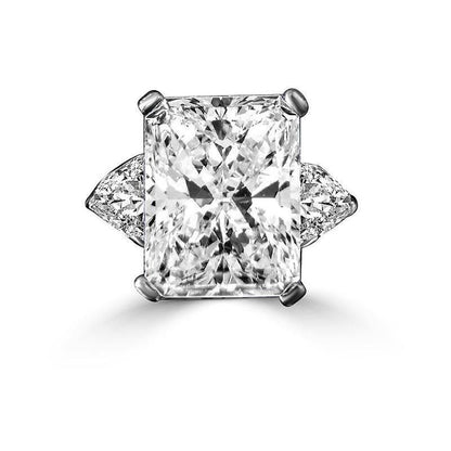 Radiant-cut cubic zirconia three-stone ring with trillion side stones in sterling silver, alternate view, 635R72098