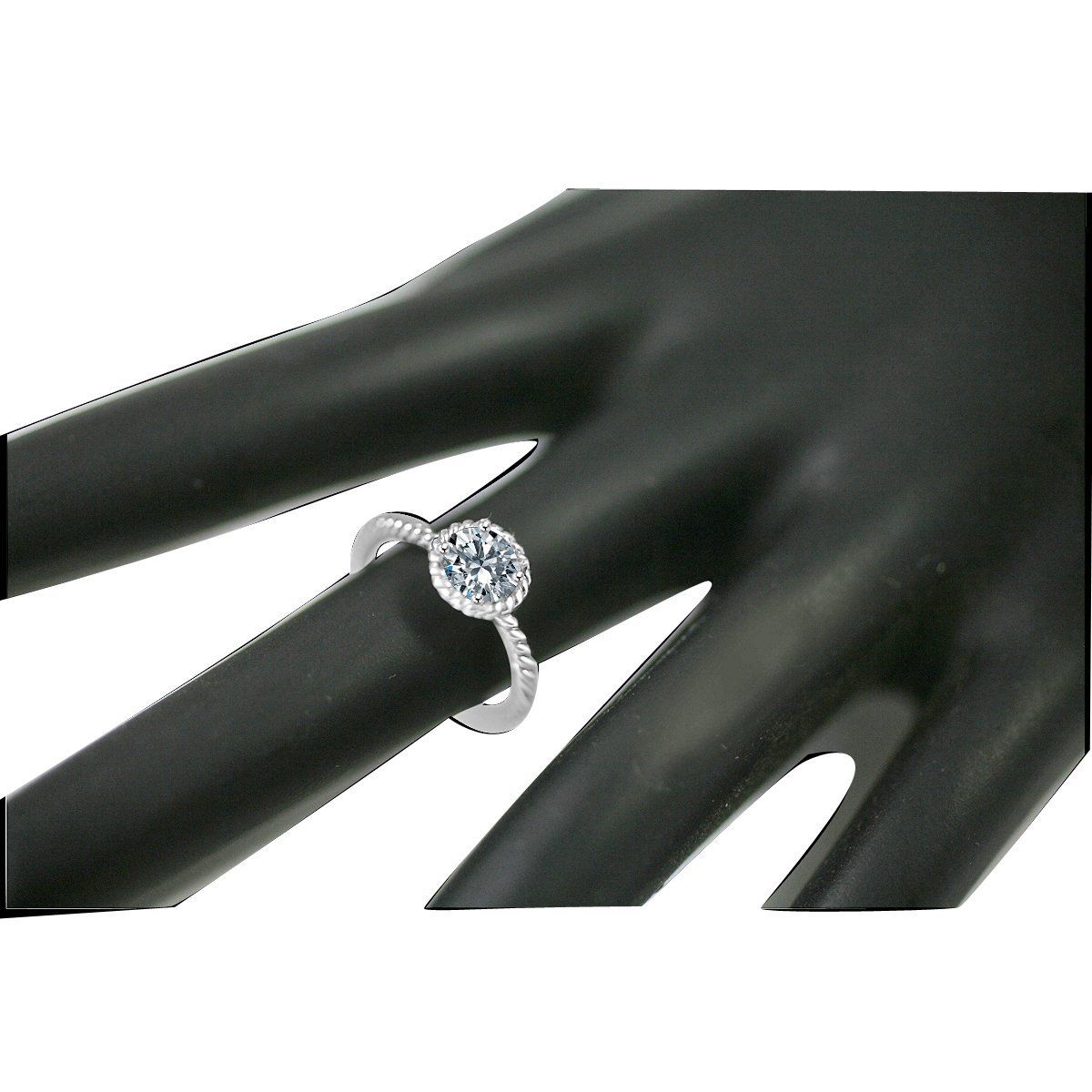 Round bezel-set cubic zirconia engagement ring, alternate view, 635R75067