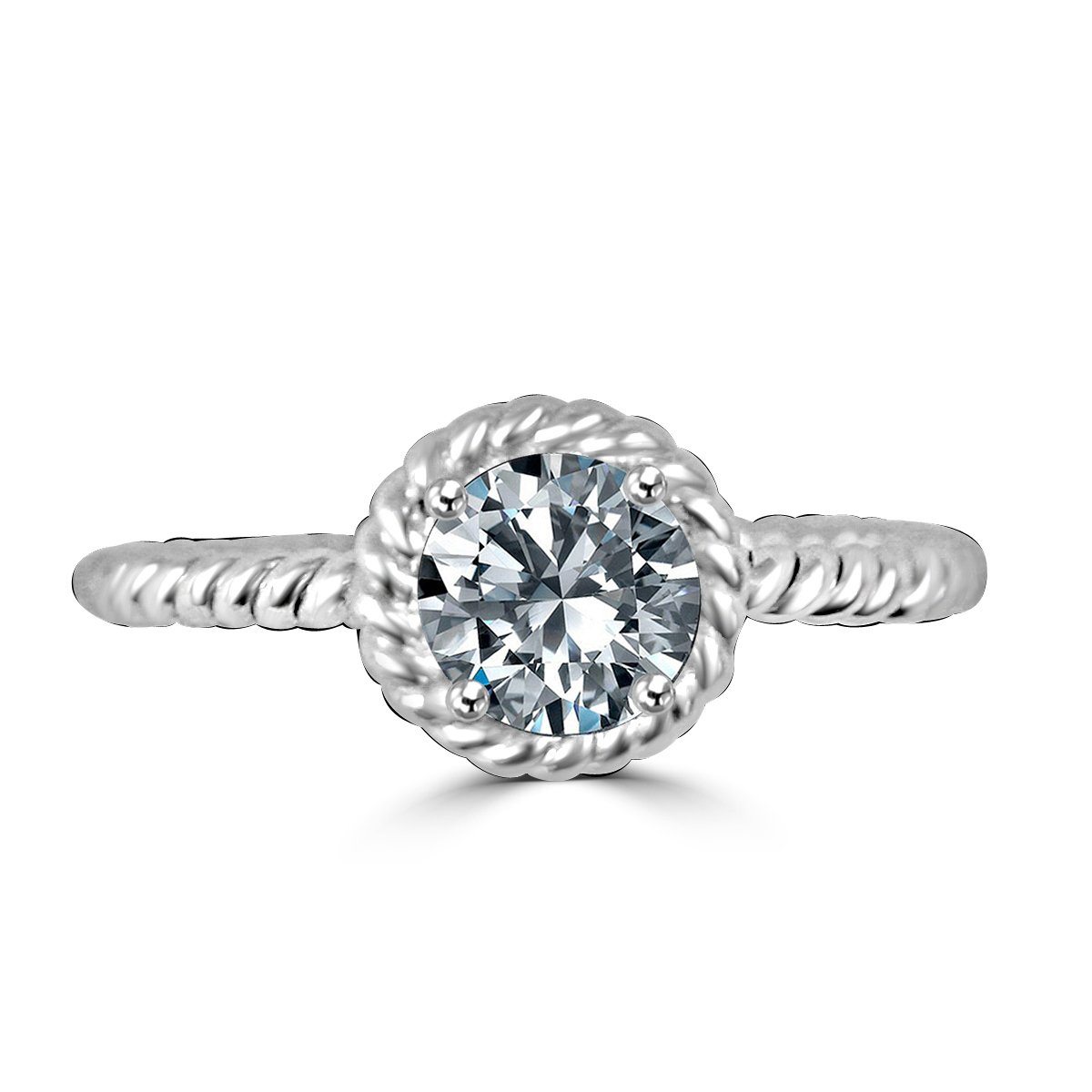Round bezel-set cubic zirconia engagement ring, alternate view, 635R75067