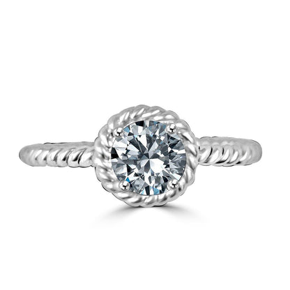 Round bezel-set cubic zirconia engagement ring, alternate view, 635R75067