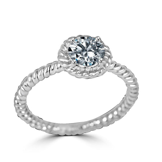 Round bezel-set cubic zirconia engagement ring, main view, 635R75067
