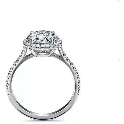 Round cubic zirconia halo engagement ring, alternate view, 635R2054