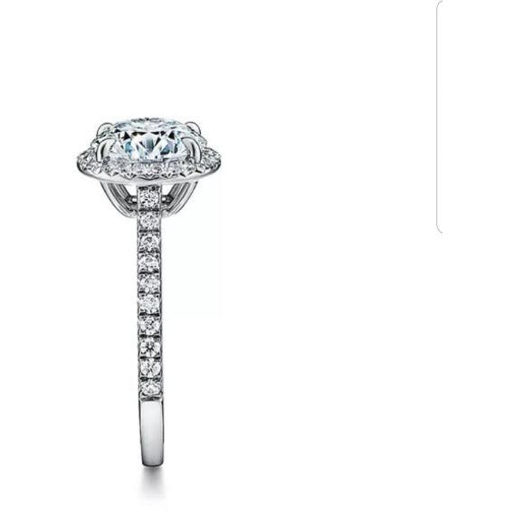 Round cubic zirconia halo engagement ring, alternate view, 635R2054