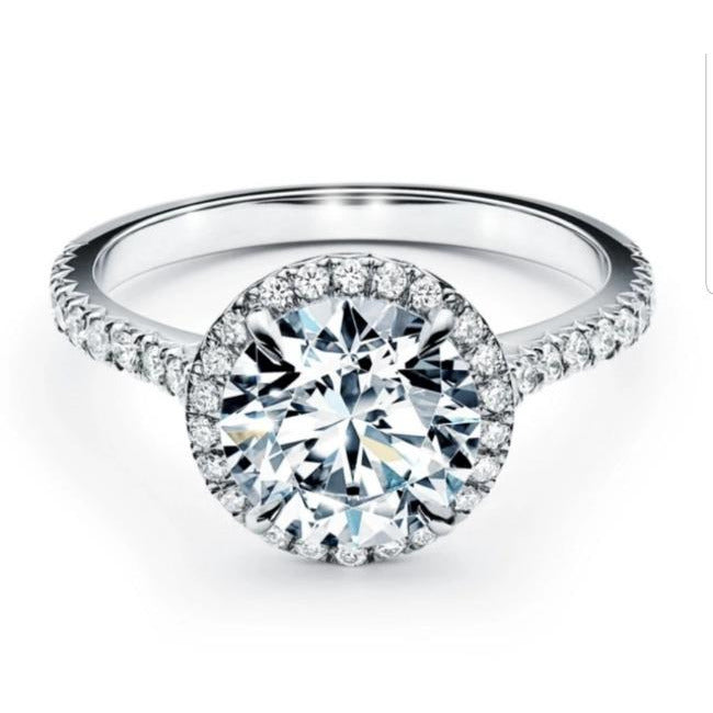 Round cubic zirconia halo engagement ring, alternate view, 635R2054