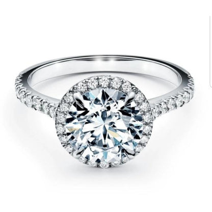 Round cubic zirconia halo engagement ring, alternate view, 635R2054