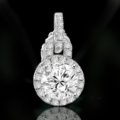 Round cubic zirconia halo pendant and earrings set in sterling silver, alternate view, 635P10732S
