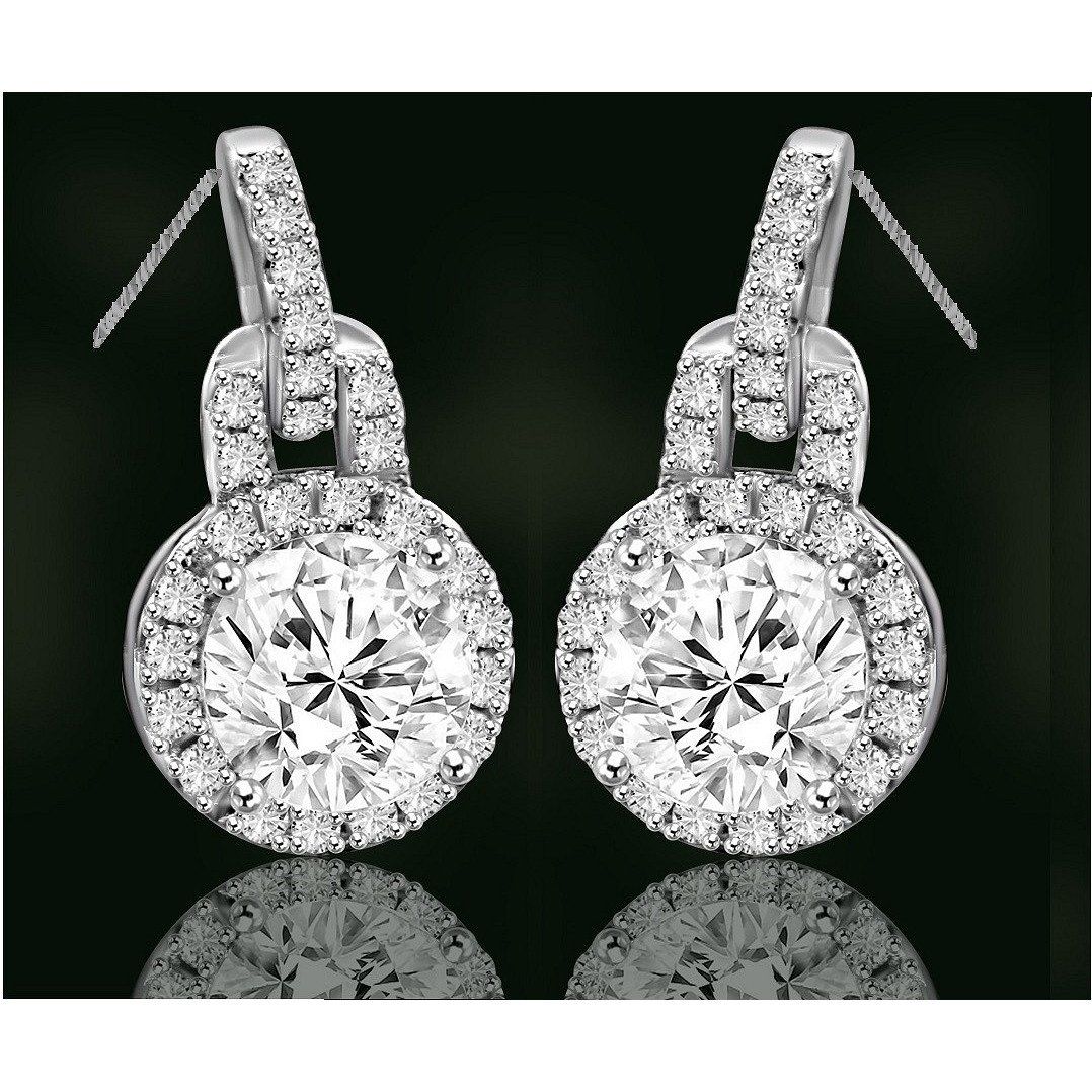 Round cubic zirconia halo pendant and earrings set in sterling silver, alternate view, 635P10732S