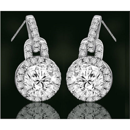 Round cubic zirconia halo pendant and earrings set in sterling silver, alternate view, 635P10732S