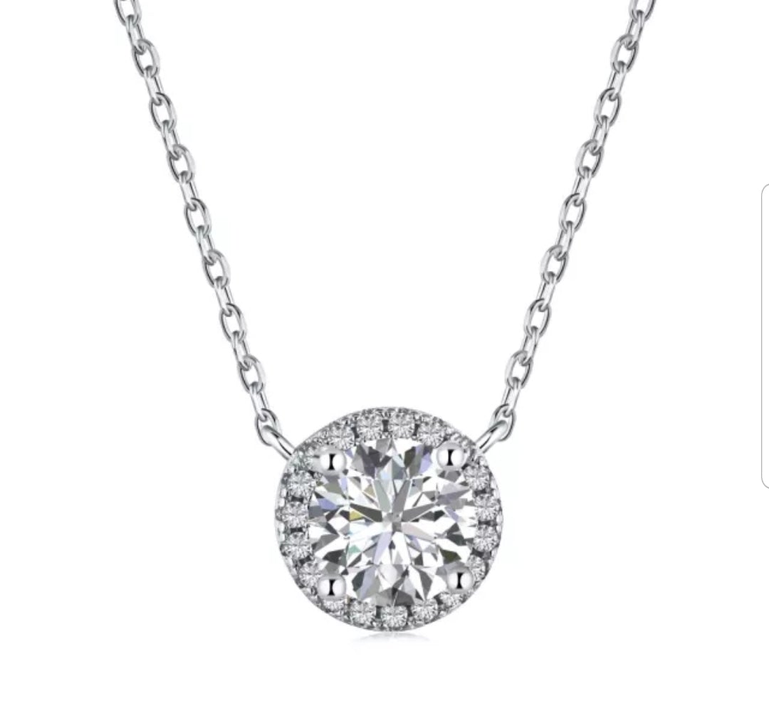 Round cubic zirconia pendant in sterling silver, alternate view, 635P15708