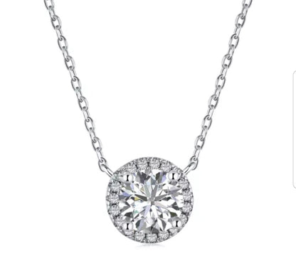 Round cubic zirconia pendant in sterling silver, alternate view, 635P15708