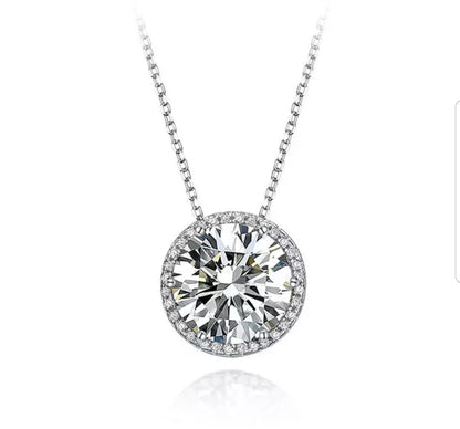 Round cubic zirconia pendant in sterling silver, main view, 635P15708