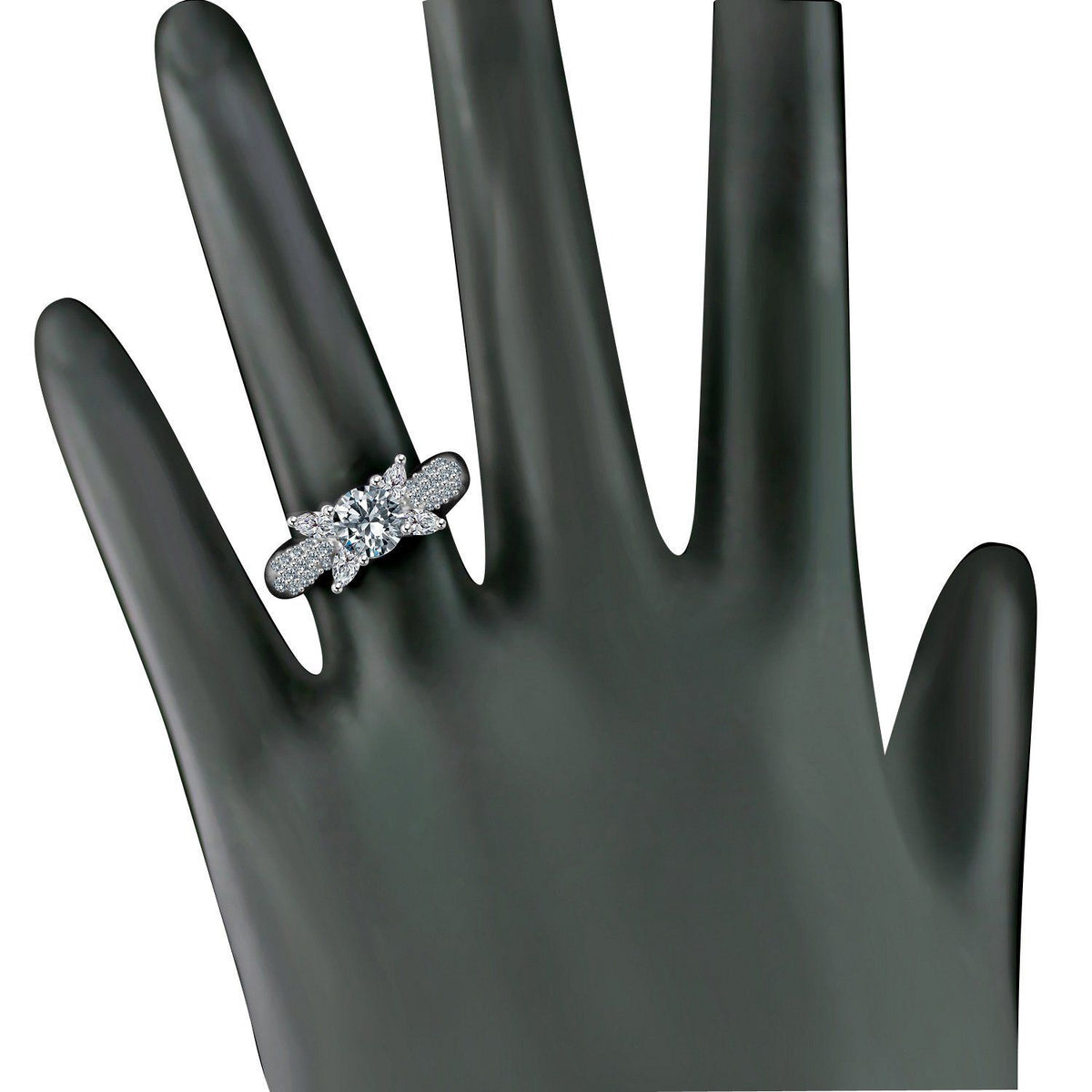 Round Diamond Veneer cubic zirconia ring, alternate view, 635R3228