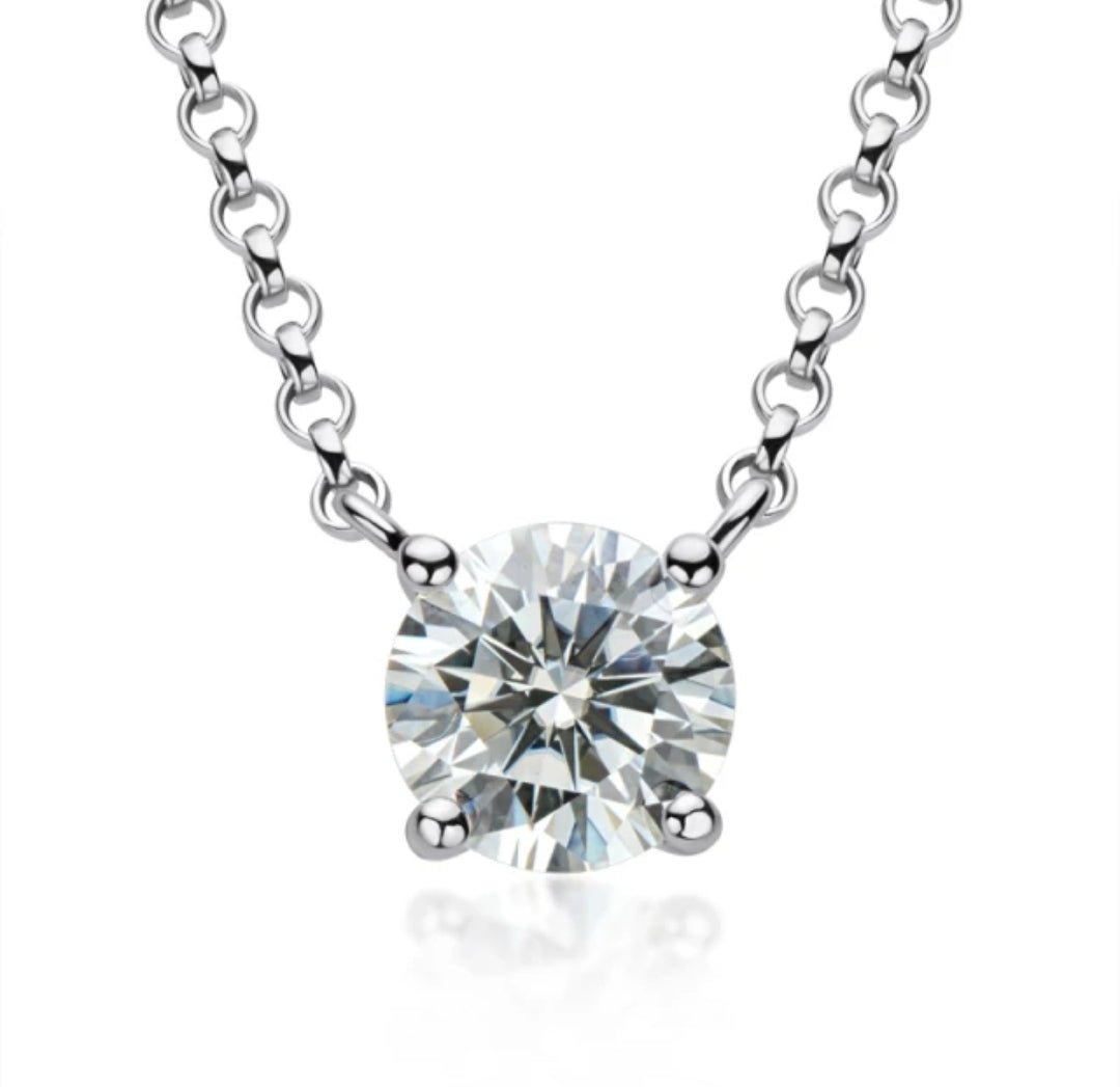 Round cubic zirconia solitaire pendant, main view, 635P100M