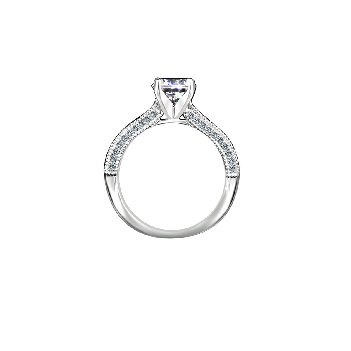Round cubic zirconia solitaire ring, alternate view, 635R4007
