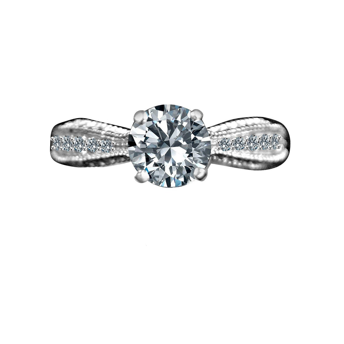 Round cubic zirconia solitaire ring, main view, 635R4007