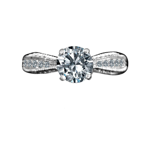 Round cubic zirconia solitaire ring, main view, 635R4007