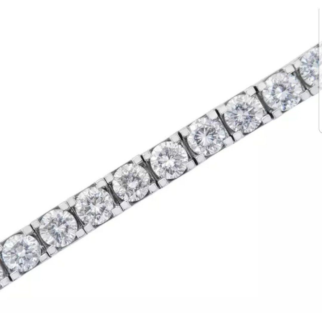 Round Diamond Veneer Cubic Zirconia 14K Gold Tennis Bracelet. 635TBH14K