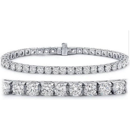 Round Diamond Veneer Cubic Zirconia 14K Gold Tennis Bracelet. 635TBH14K