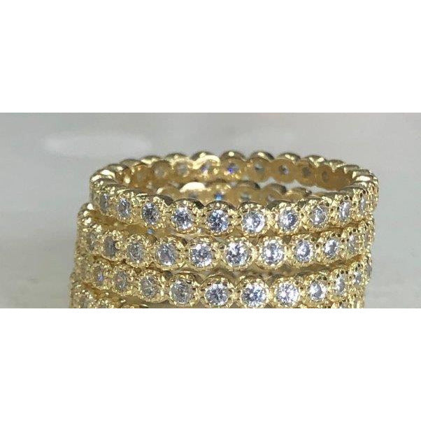 Round minimalist cubic zirconia eternity band ring in sterling silver by Zirconite, alternate view, 705R597370