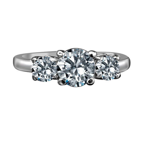 Round three-stone cubic zirconia ring, main view, 635R71646