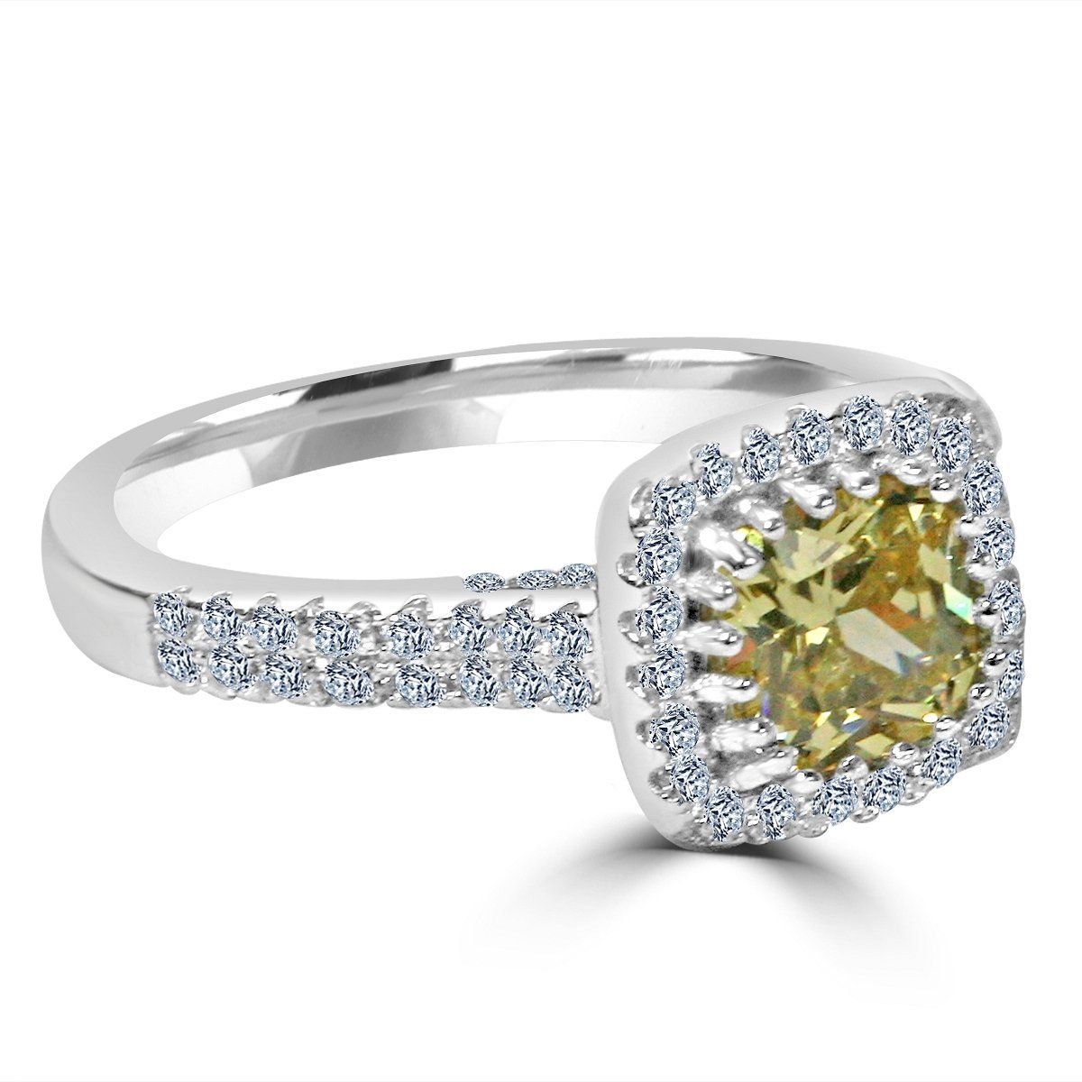 Square cushion-cut cubic zirconia halo ring, alternate view, 635R0251
