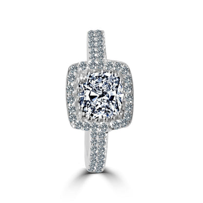 Square cushion-cut cubic zirconia halo ring, main view, 635R0251