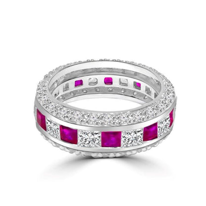 Square cubic zirconia stackable eternity band ring in sterling silver, alternate view, 600R13061