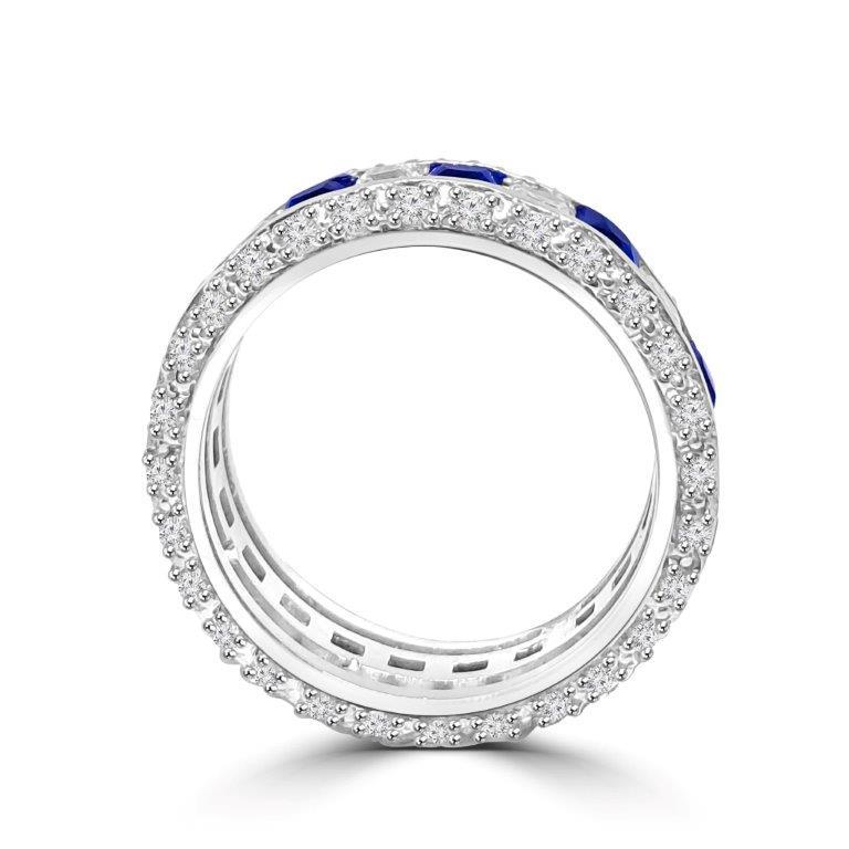 Square cubic zirconia stackable eternity band ring in sterling silver, alternate view, 600R13061