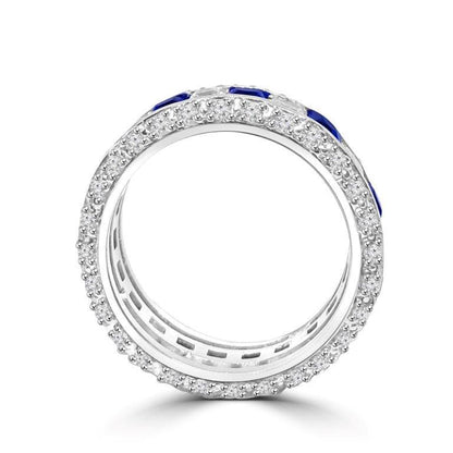 Square cubic zirconia stackable eternity band ring in sterling silver, alternate view, 600R13061