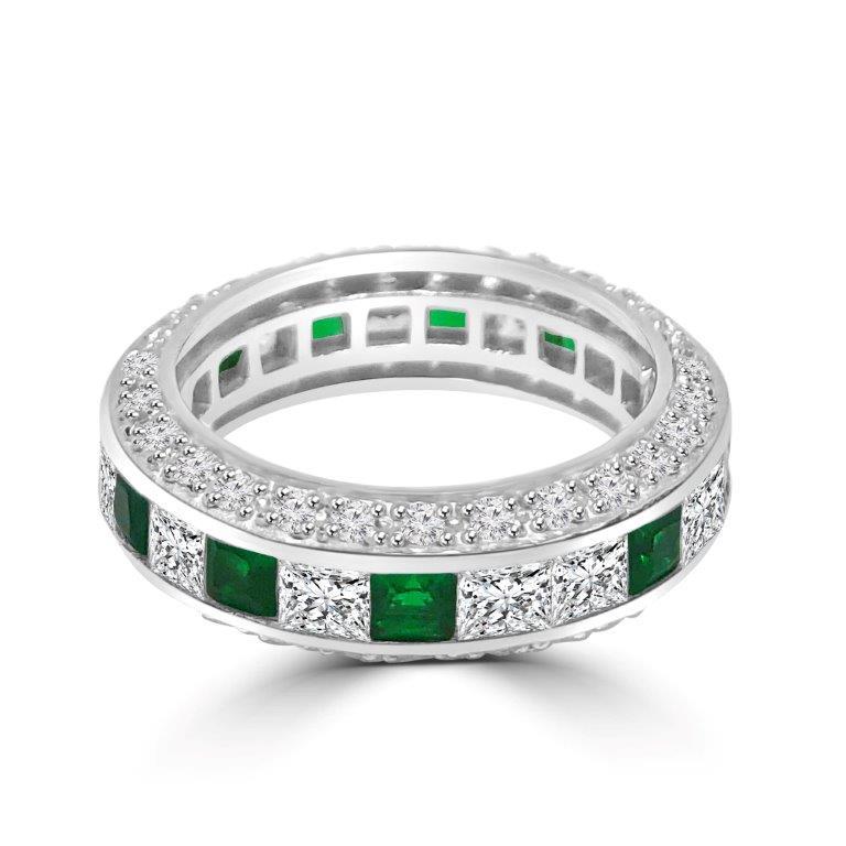 Square cubic zirconia stackable eternity band ring in sterling silver, alternate view, 600R13061