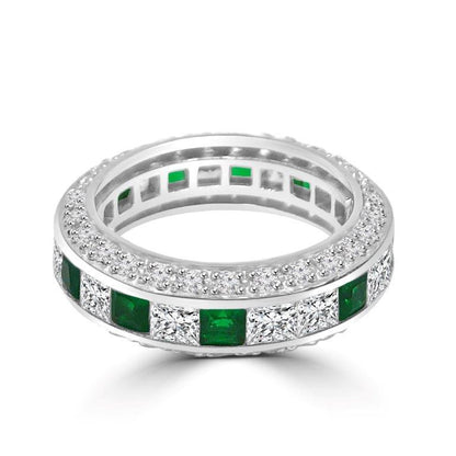 Square cubic zirconia stackable eternity band ring in sterling silver, alternate view, 600R13061