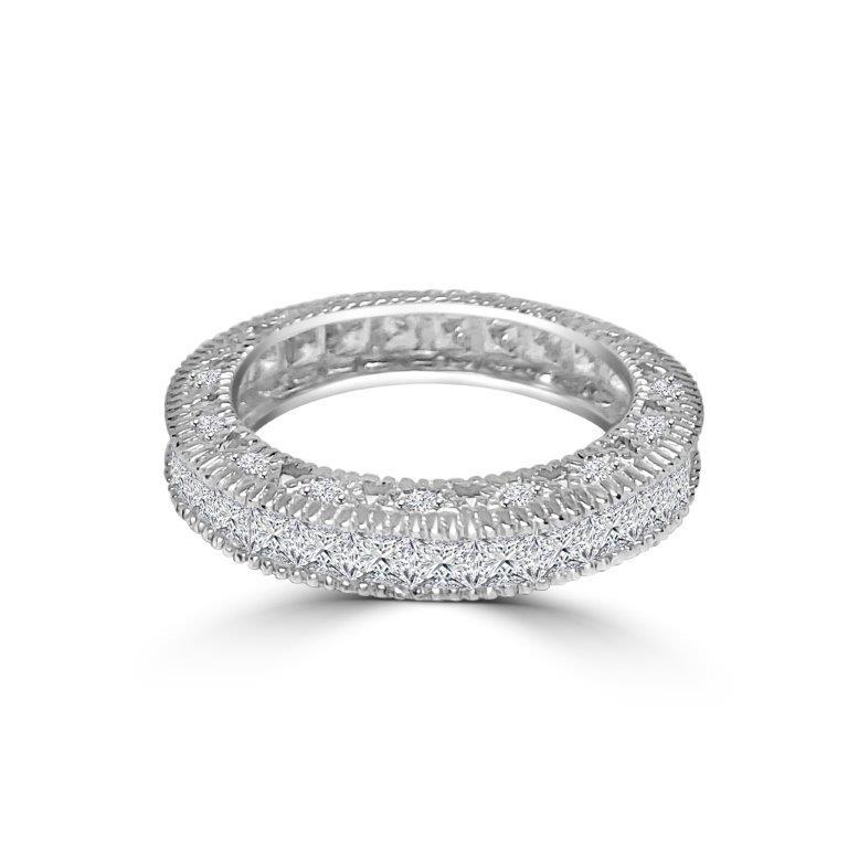 Square cubic zirconia stackable eternity band ring by Zirconite, alternate view, 600R13574