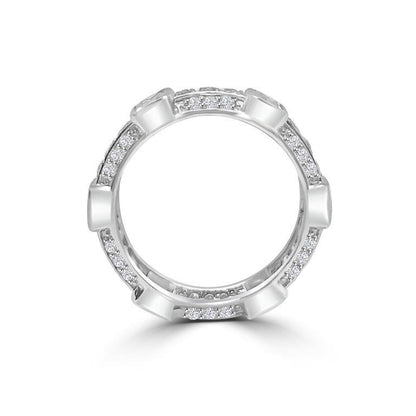 Square station cubic zirconia stackable eternity band ring in sterling silver, alternate view, 600R13096
