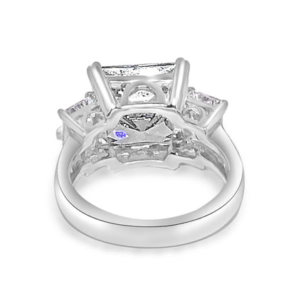 Square three-stone cubic zirconia ring, alternate view, 635R71467