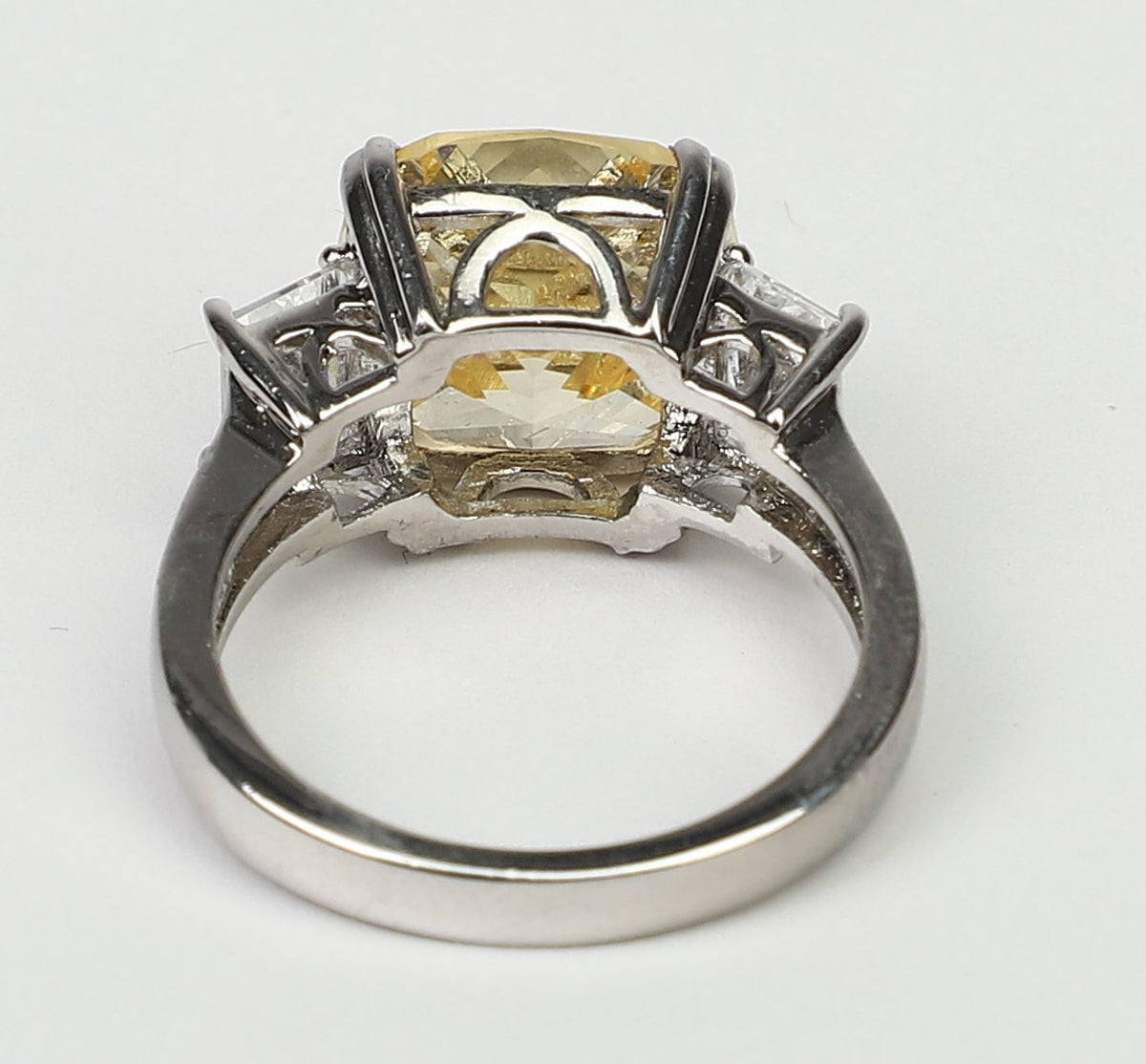 Square three-stone cubic zirconia ring, alternate view, 635R71467