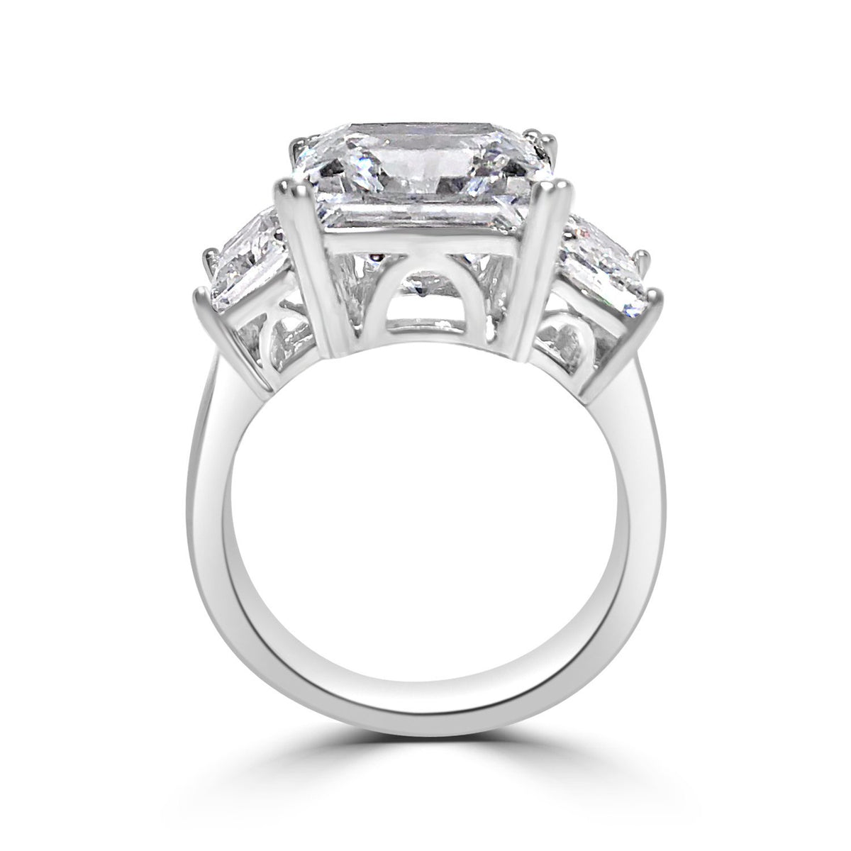 Square three-stone cubic zirconia ring, alternate view, 635R71467