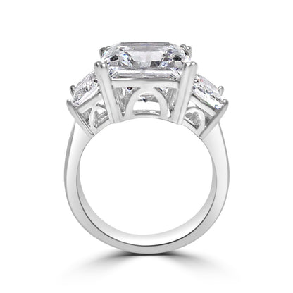Square three-stone cubic zirconia ring, alternate view, 635R71467