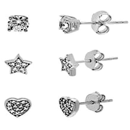 Zirconite Cubic zirconia Sterling silver multi-set Minimalist Earrings