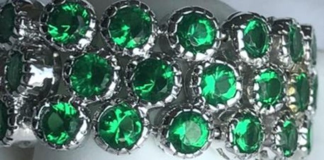 Three-row flexible cubic zirconia ring in sterling silver, alternate view, AR3560