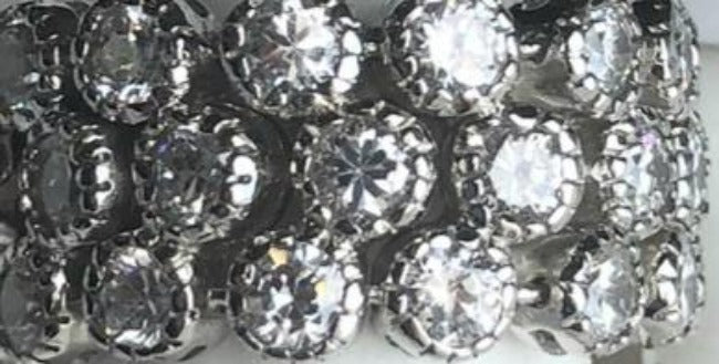 Three-row flexible cubic zirconia ring in sterling silver, main view, AR3560