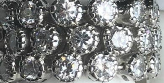 Three-row flexible cubic zirconia ring in sterling silver, main view, AR3560