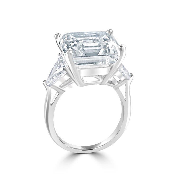 Three stone Asscher Cut Diamond Veneer Cubic zirconia Sterling silver Ring. 635R72192