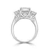 Three stone Cushion Diamond Veneer Cubic Zirconia 14K Gold Ring. 635R0010K