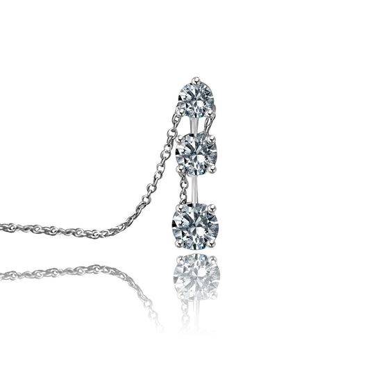 Three-stone cubic zirconia pendant, main view, 635P214