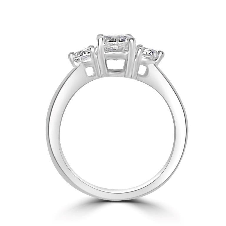 Three stone Round Diamond Veneer Cubic Zirconia 14K Gold Ring. 635R008K