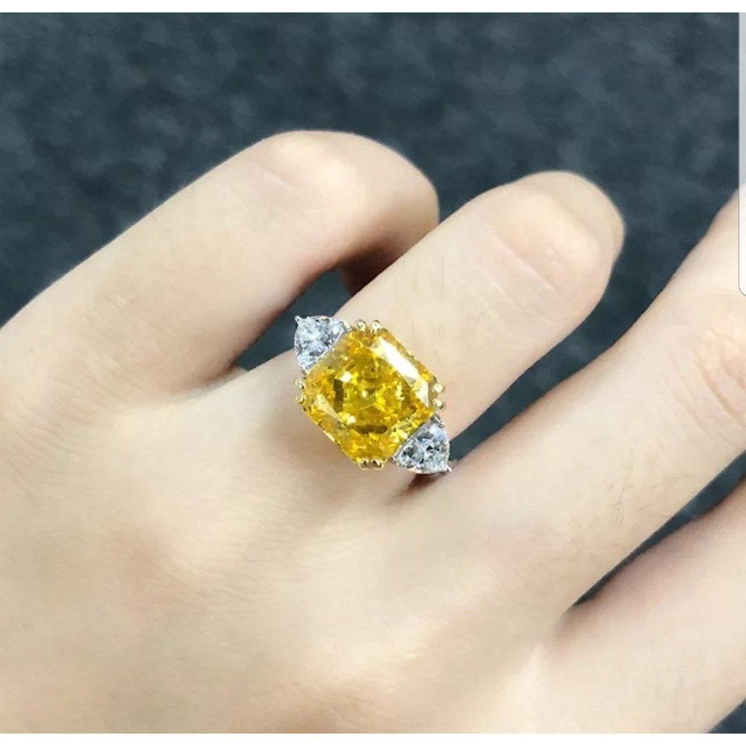 Three-stone square cubic zirconia engagement ring, alternate view, 801R9042