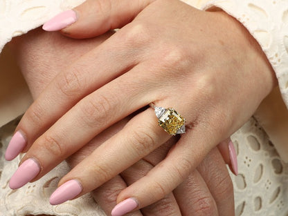 Three-stone square cubic zirconia engagement ring, alternate view, 801R9042
